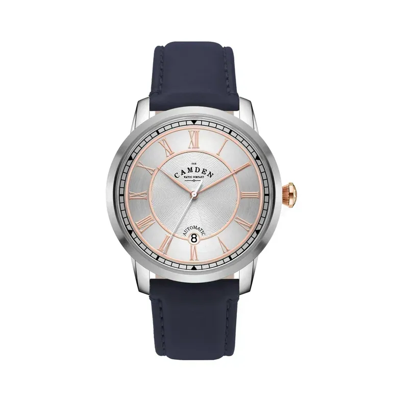 No.29 Automatic Steel and Rose Gold on Navy Italian Leather