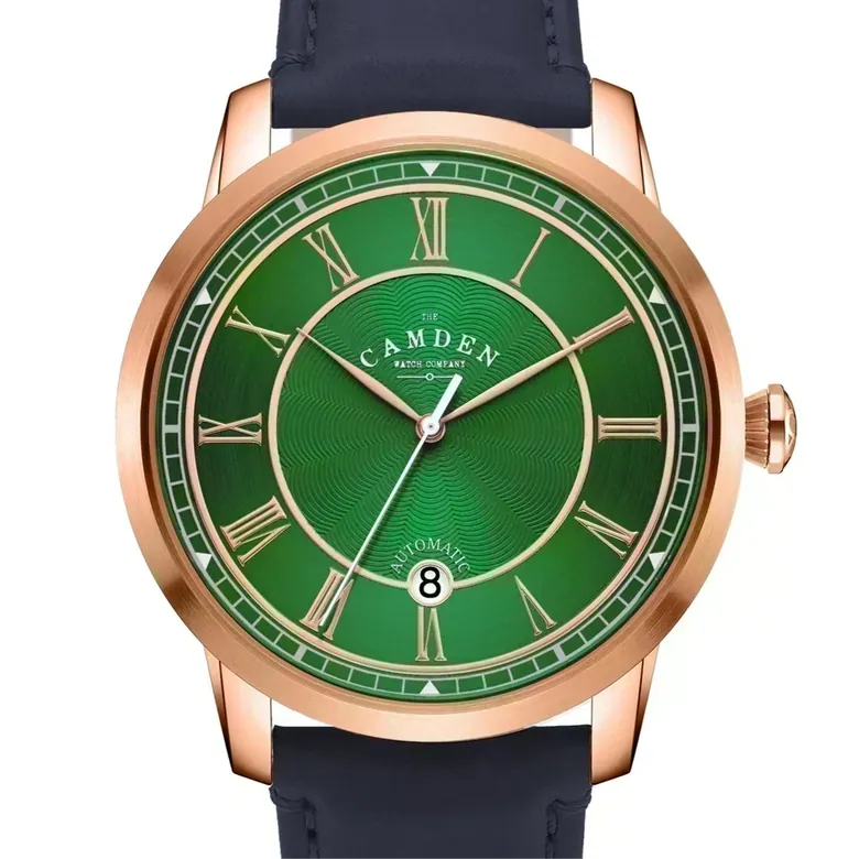 No.29 Automatic Rose Gold and Green on Navy Italian Leather
