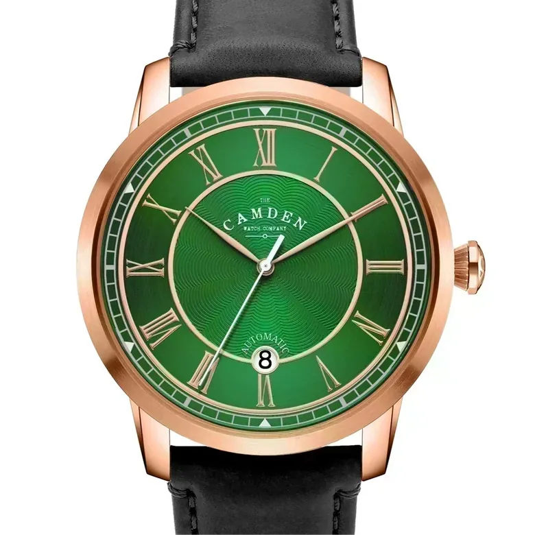 No.29 Automatic Rose Gold and Green on Black Italian Leather