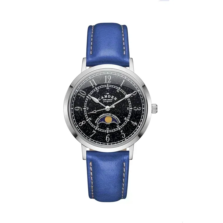 No.27 Moonphase Steel on Navy Leather