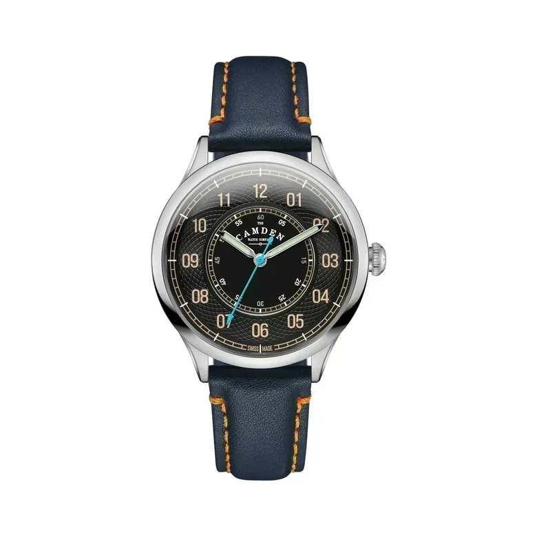 No.274 Type II Swiss Made Quartz Steel and Black on Blue Italian Leather