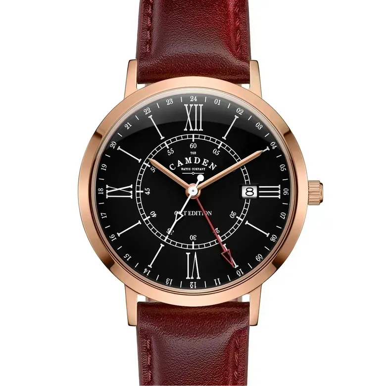 No.27 GMT Rose Gold and Black on Oxblood Leather