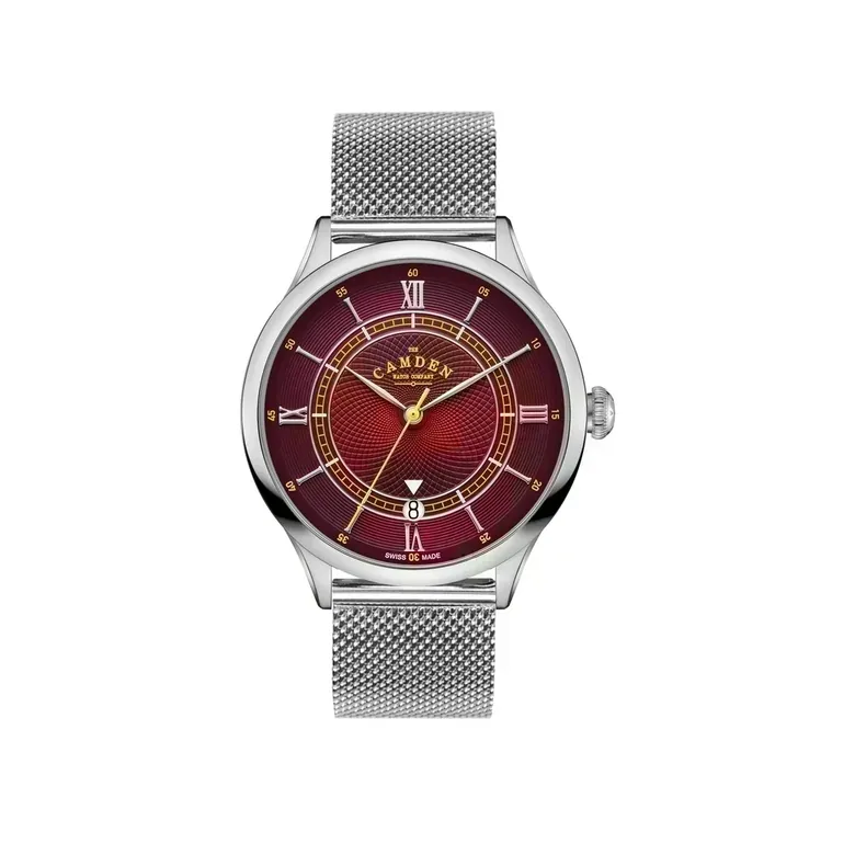 No.274 Swiss Automatic Steel and Oxblood on Mesh