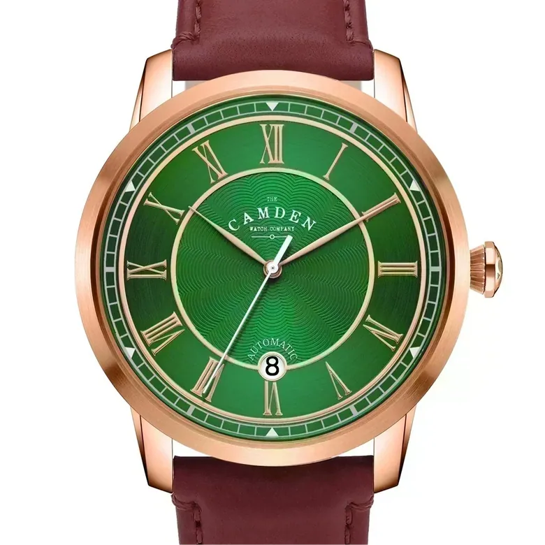 No.29 Automatic Rose Gold and Green on Oxblood Italian Leather