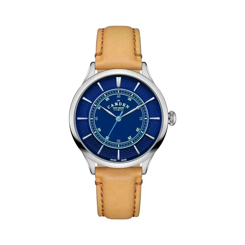 No.274 Swiss Made Quartz Steel and Navy on Tan Italian Leather