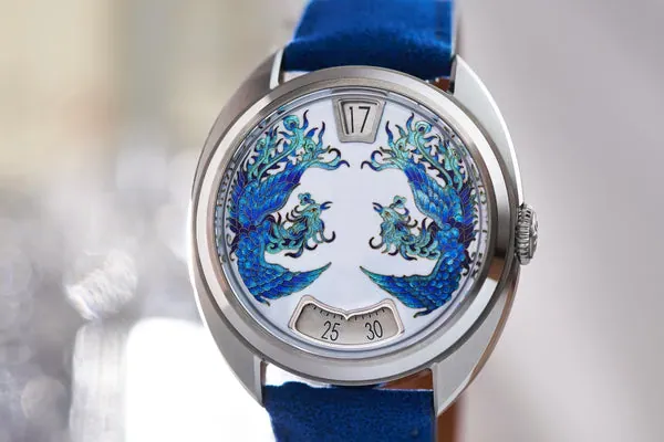 Century Cloisonné 24H Jumping Hours "Double Phoenix"