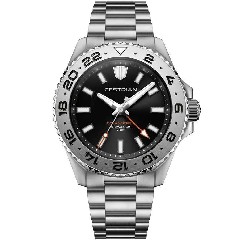 Cestrian Ocean Series GMT 42mm Black Dial Steel Bracelet Automatic Men's Watch