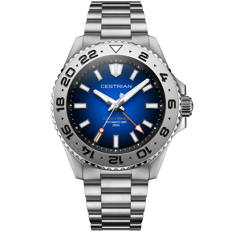 Cestrian Ocean Series GMT 42mm Blue Fumé Dial Steel Bracelet Automatic Men's Watch