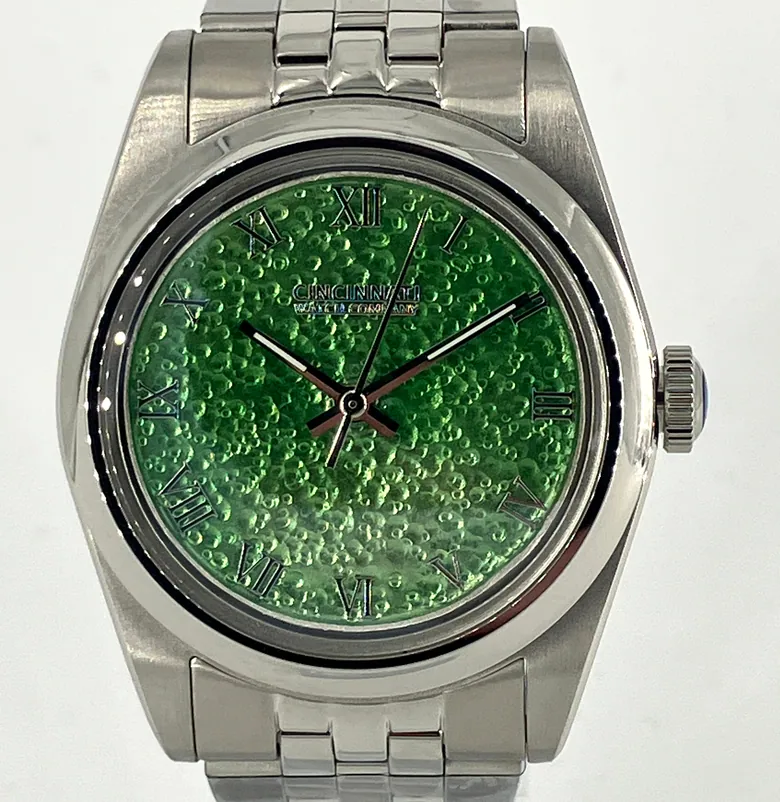 Green Enamel over Hammered Finish