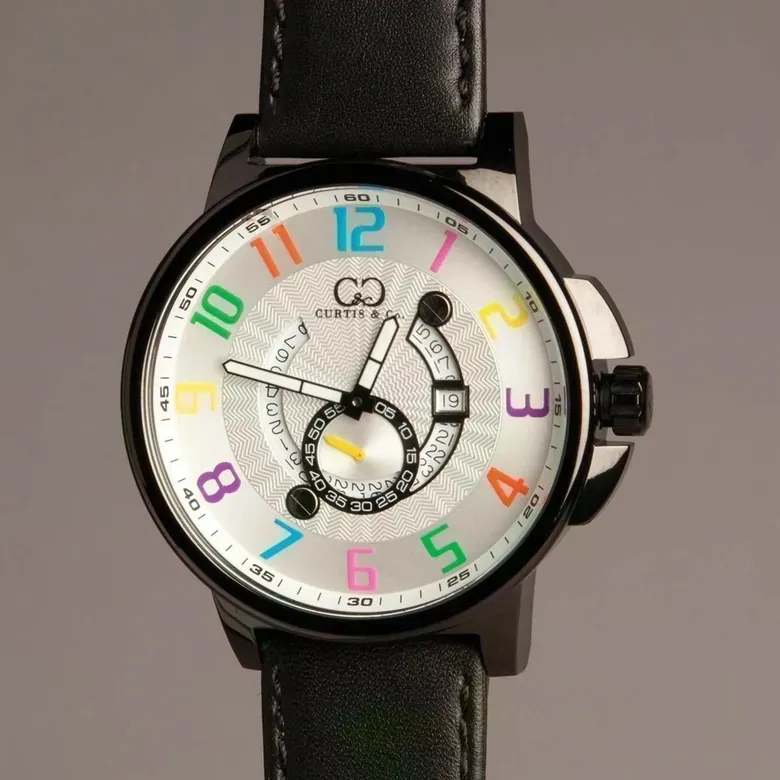 BIG TIME COOL (54mm) WHITE DIAL / COLOR NUMBERS / BLACK CASE