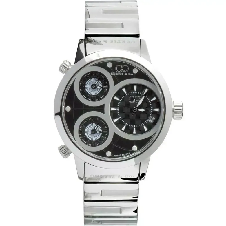 BIG TIME WORLD (50mm) BLACK DIAL / STAINLESS STEEL
