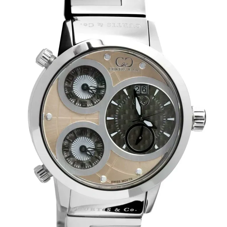 BIG TIME WORLD (57mm) ROSE GOLD DIAL / STAINLESS STEEL CASE