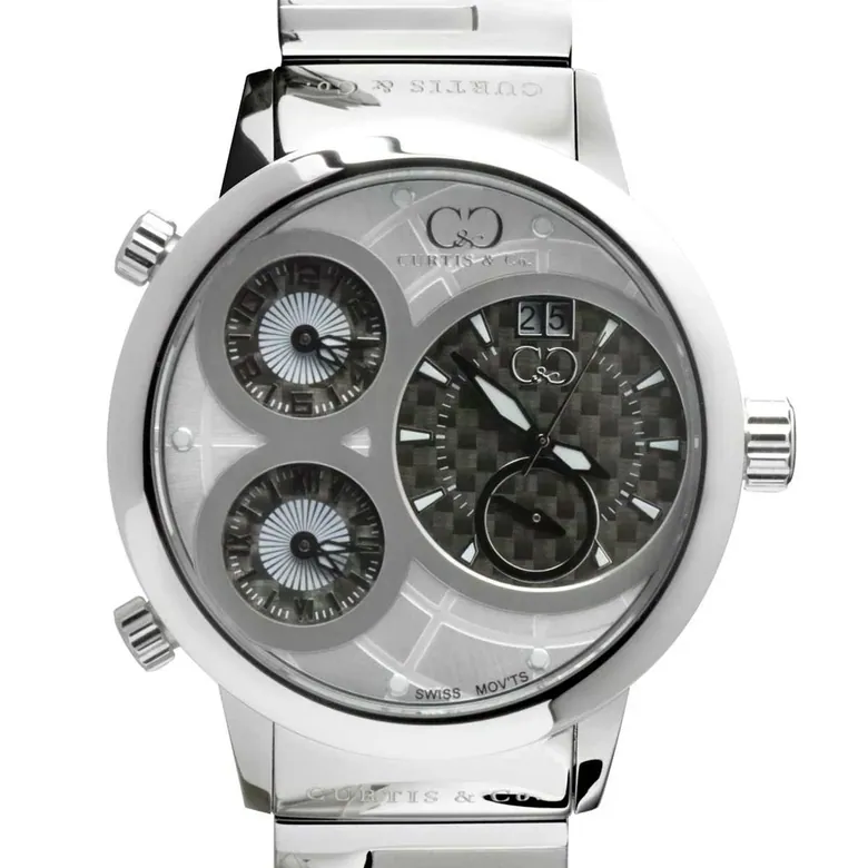 BIG TIME WORLD (57mm) WHITE DIAL / STAINLESS STEEL CASE