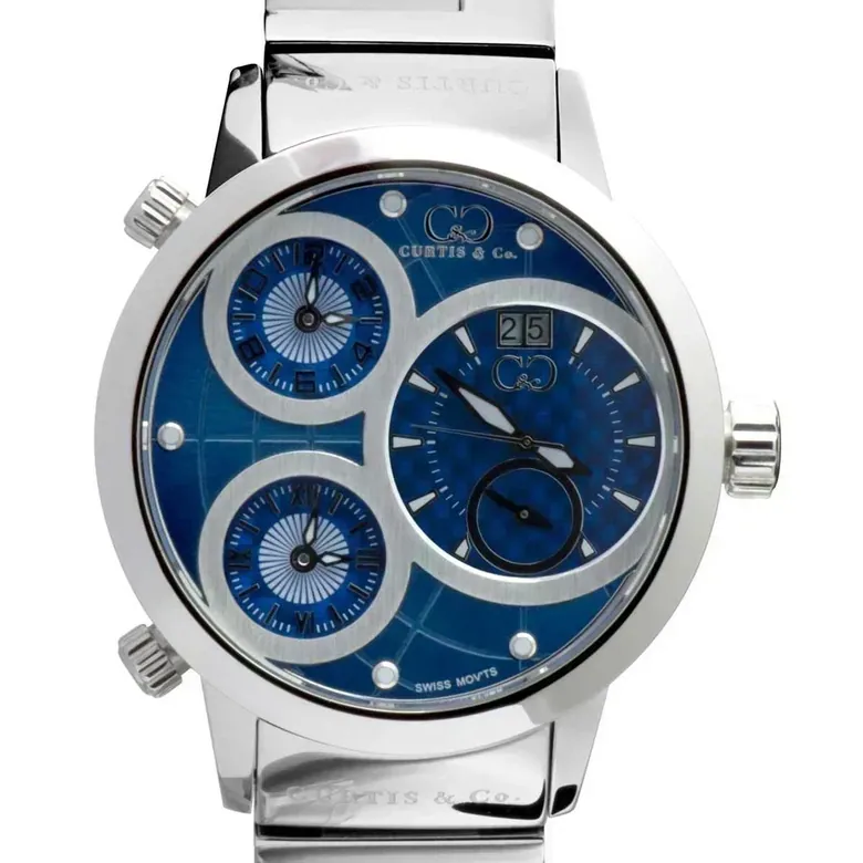 BIG TIME WORLD (57mm) BLUE DIAL / STAINLESS STEEL CASE