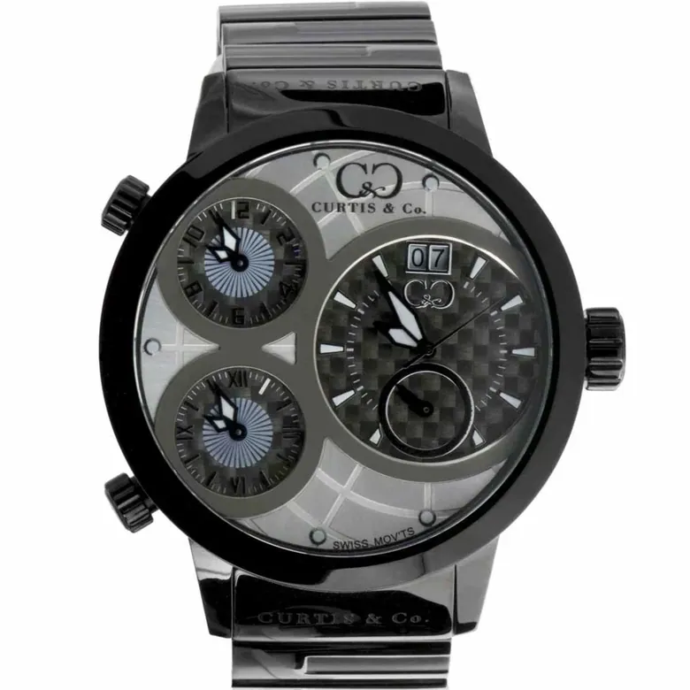 BIG TIME WORLD (57mm) WHITE DIAL / BLACK CASE