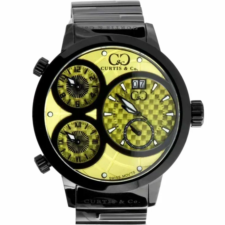 BIG TIME WORLD (57mm) YELLOW DIAL / BLACK CASE