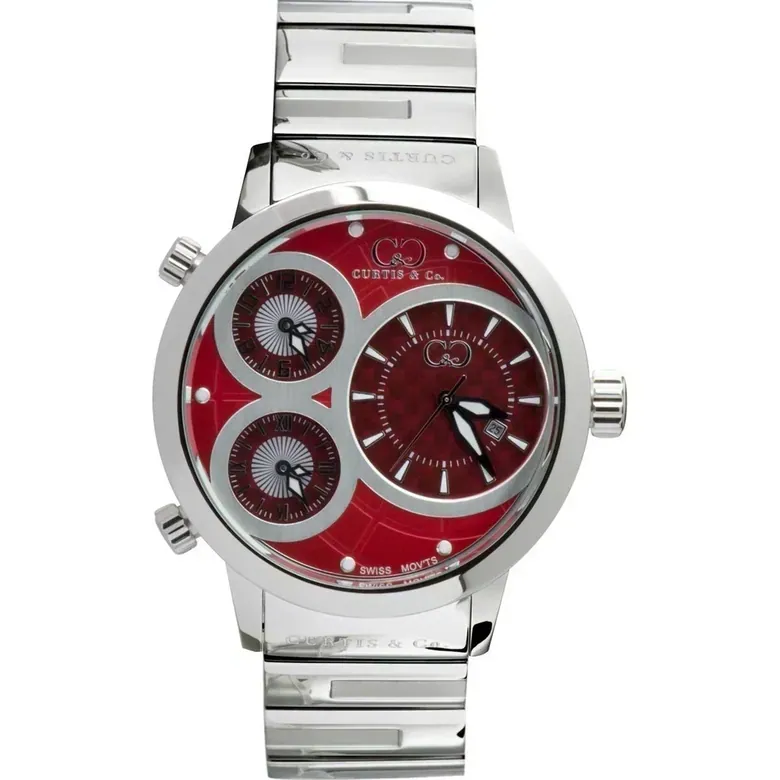 BIG TIME WORLD (42mm) RED DIAL / STAINLESS STEEL CASE