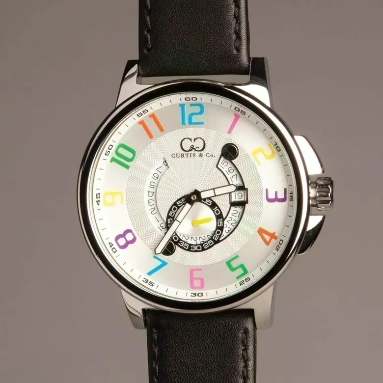 BIG TIME COOL (54mm) WHITE DIAL / COLOR NUMBERS / STAINLESS STEEL CASE