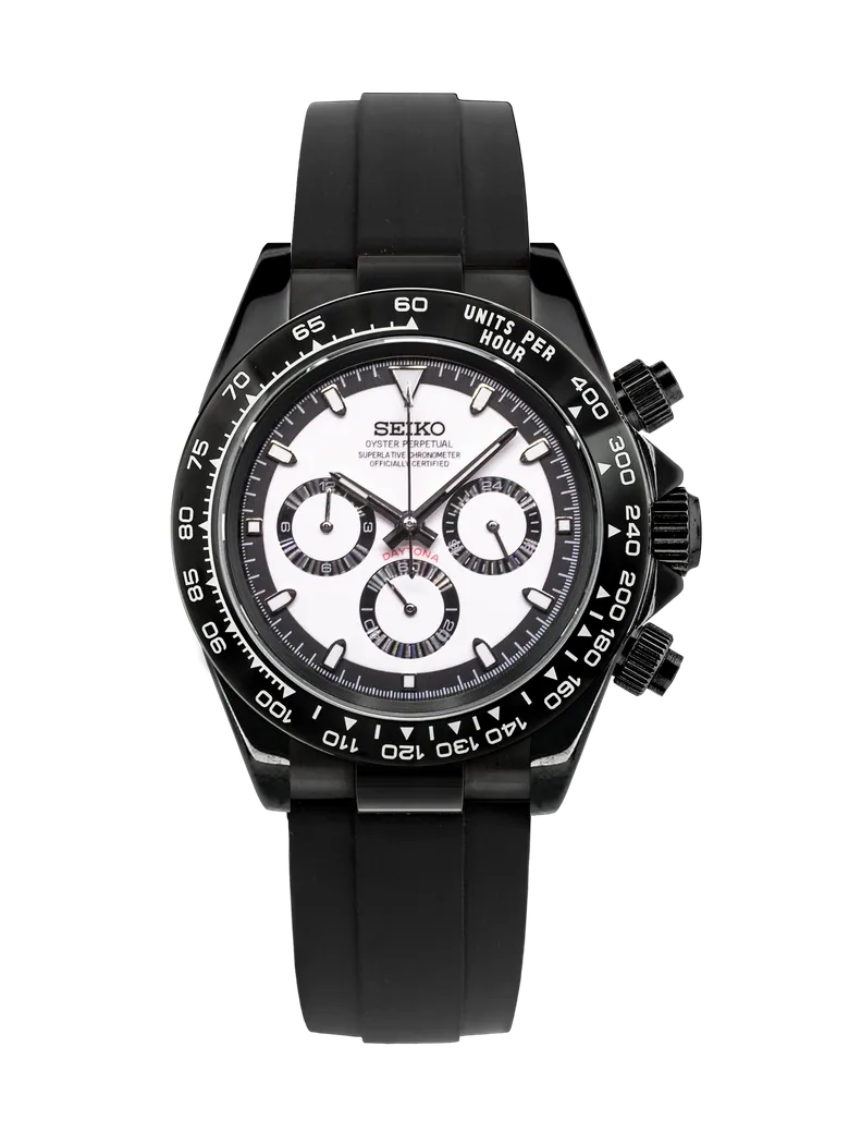 Seiko Daytona Mod Black, White Dial