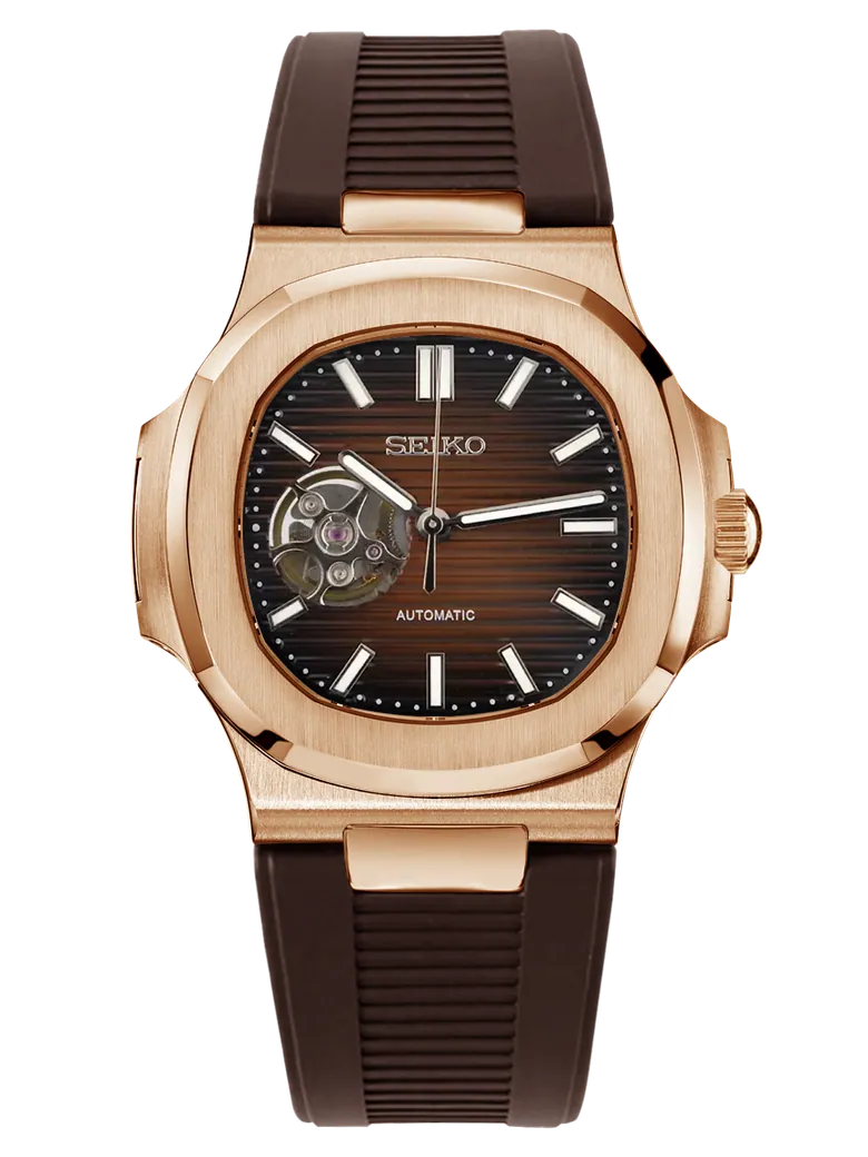 Seiko Nautilus Open Heart Dark Red Dial