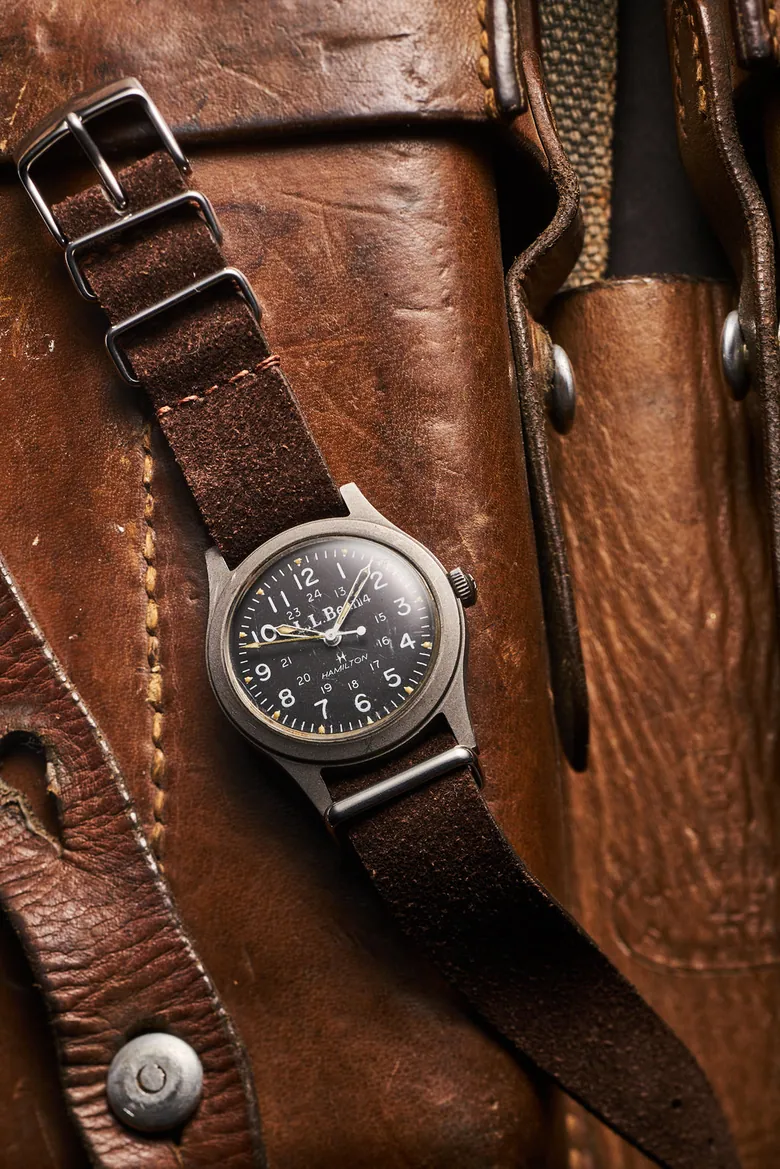 Hamilton for LL Bean Field Watch vintage watch timepiece suede NATO