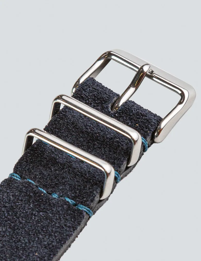 Navy Blue Suede Mil Spec Strap a Dark Cool Gray NATO for every watch