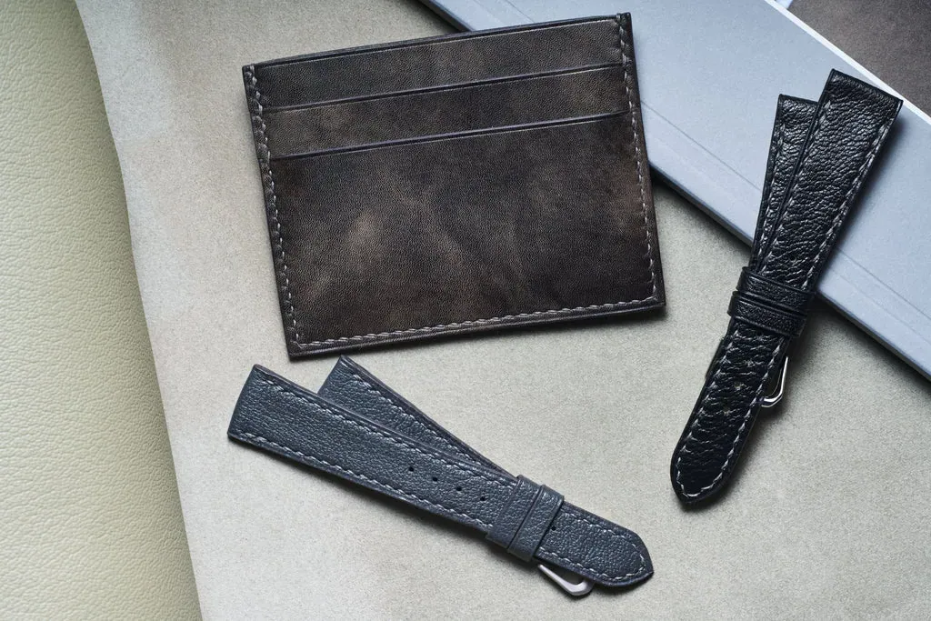 Steel Museum Calf Slim Card Case Radica from Ilcea tannery in Italy