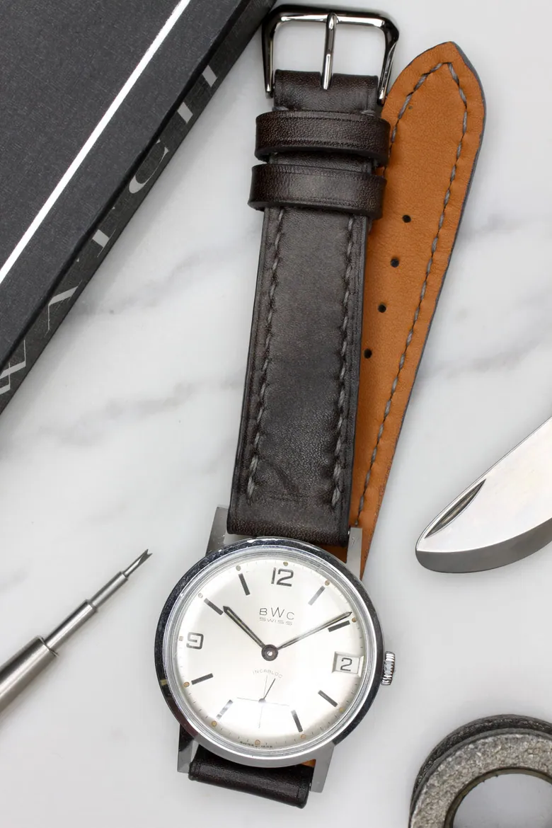 BWC silver sunburst dial and date function vintage watch date just