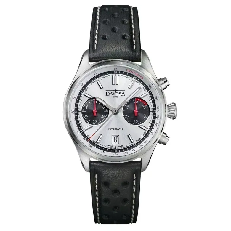 Newton Automatic Chronograph Silver Black Pilot Rally Watch 16153615 Limited Edition