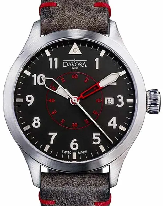 Davosa Swiss Neoteric Pilot 16156556 Men Wrist Watch Brown Leather Band , Black