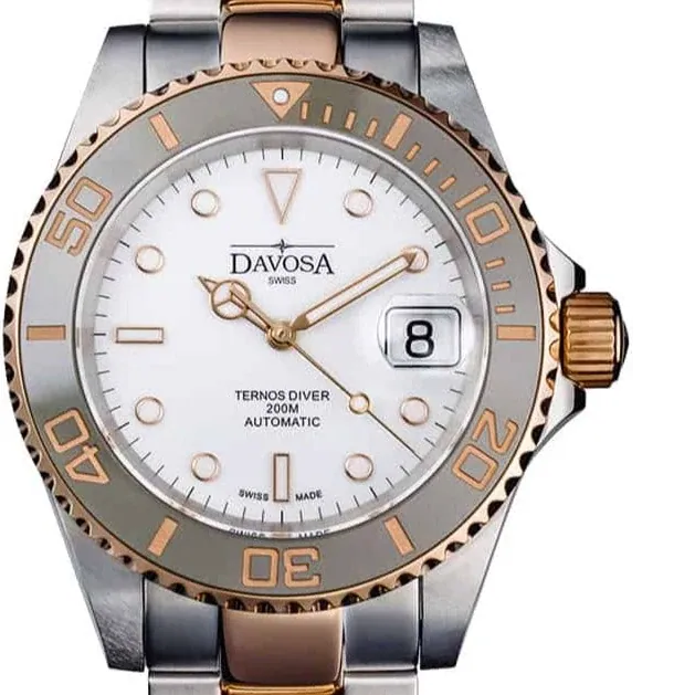 Ternos Ceramic Automatic Swiss-Made White Rose Gold Diving Watch 16155563