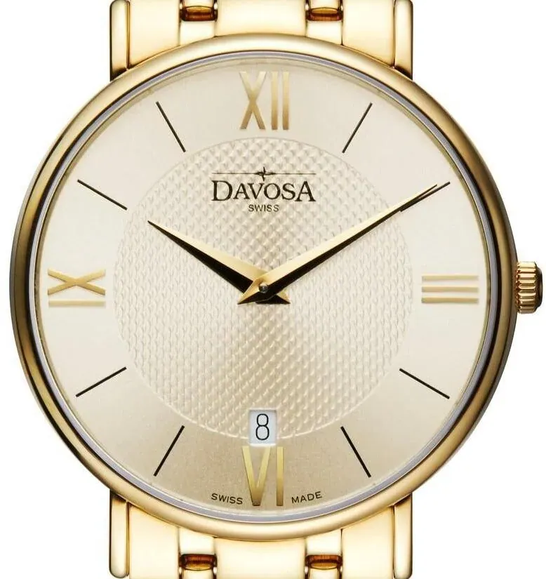 Pianos II Quartz PVD Champagne Guilloche Gold-Tone Executive Watch 163