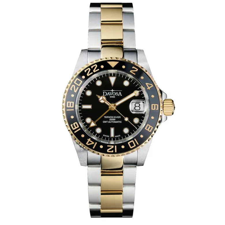 Ternos Ceramic Automatic GMT Black Gold Diving Watch 16159150