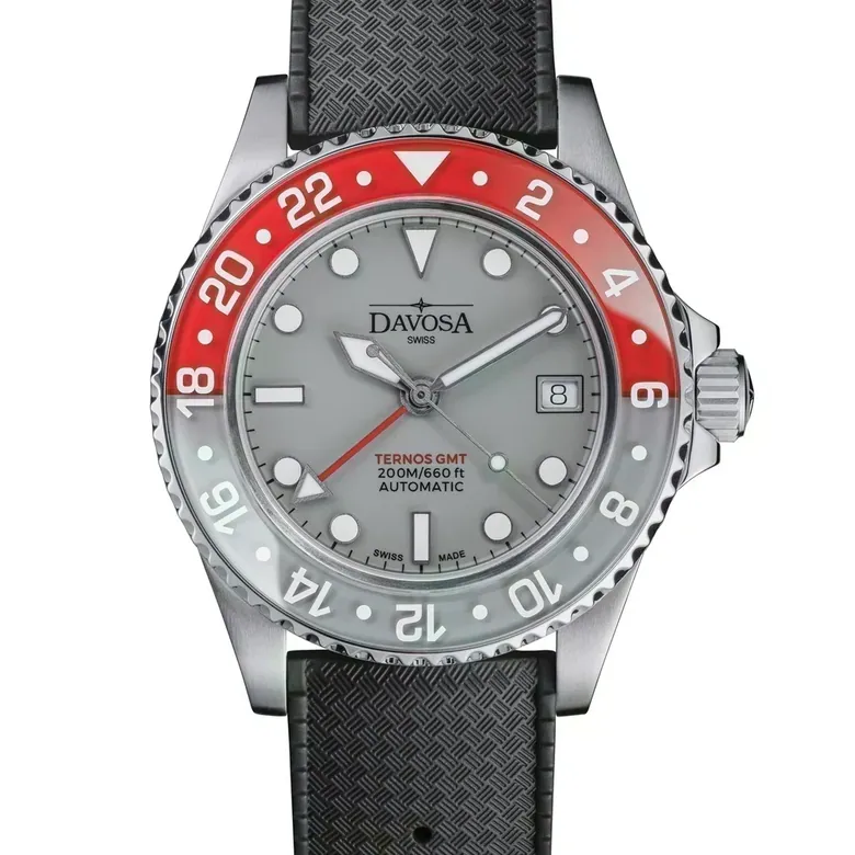 Ternos GMT Lucent Automatic 200m GMT Grey Grey-Red Black Rubber Watch 161.594.55