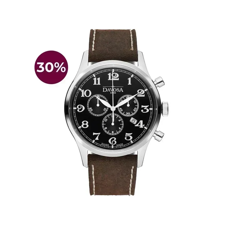 Heritage Quartz Chronograph Black Brown Executive Watch 16247956