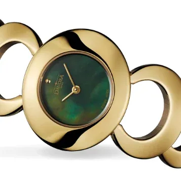 Vintage 60s Quartz Gold-Tone Black Ladies Watch 16857175