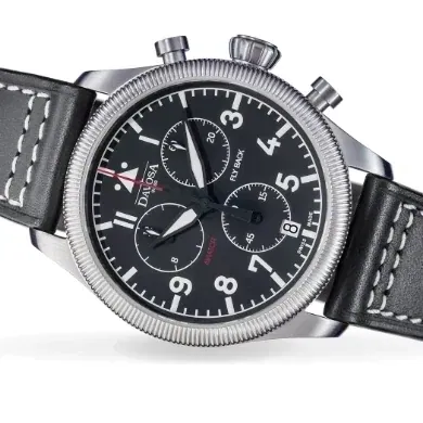 Aviator Fly Back Quartz Chronograph Black Men's Pilot Watch 16249955