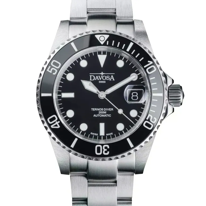 Ternos Ceramic Automatic 200m Swiss-Made Black Unisex Diver Watch 161.552.50 With Loupe