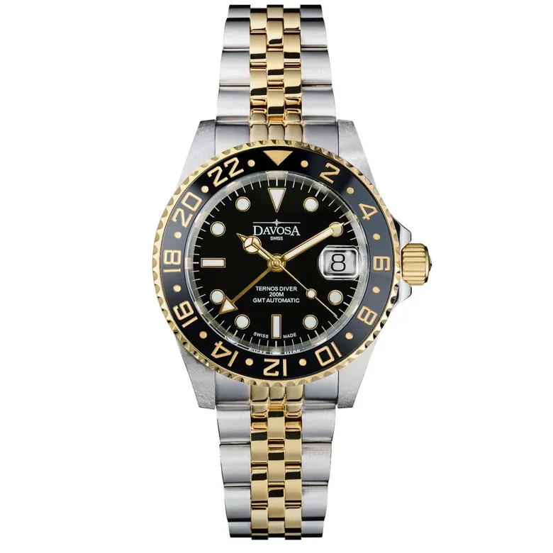 Ternos Ceramic Automatic GMT Black Gold Diving Watch 16159105