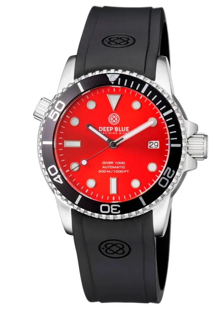 Diver 1000 Automatic Diver Black Bezel Red Sunray Dial