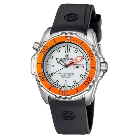 Proaqua 1000 Quartz Orange Bezel White Dial