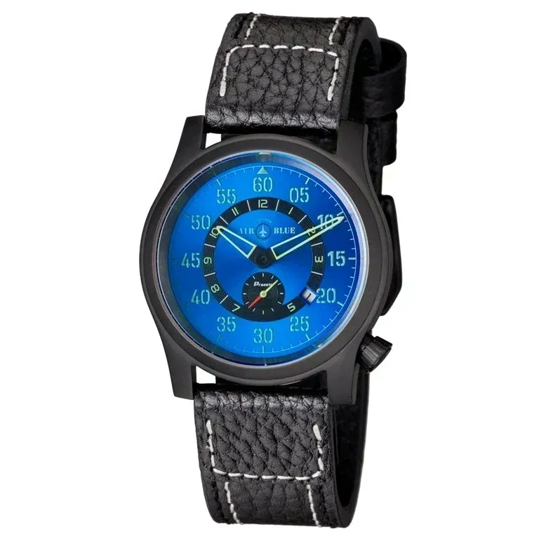 Air Blue Papa Praesto Pilot Watch PVD -Blue Dial