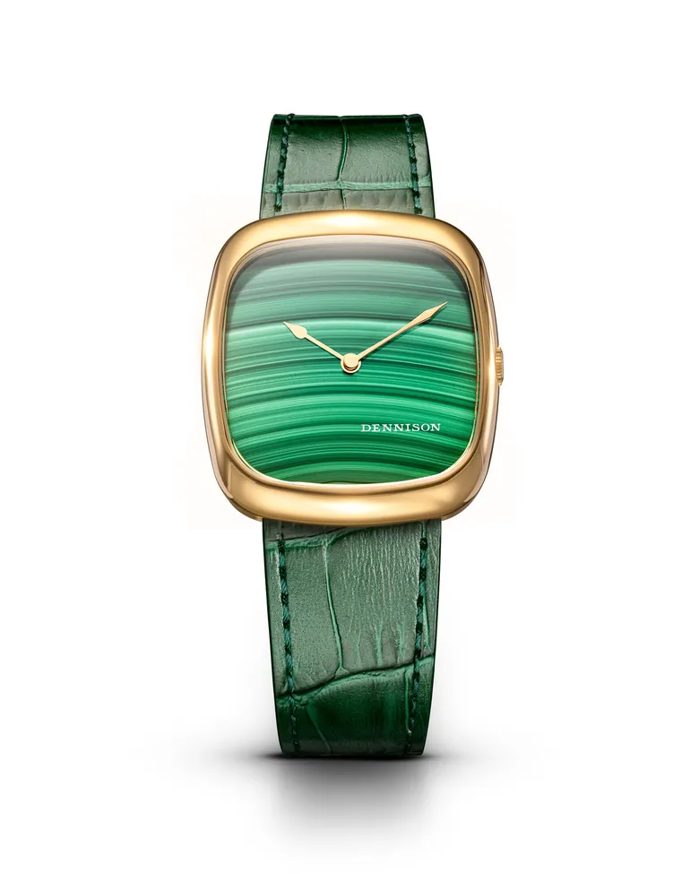 Natural Malachite Stone In Gold