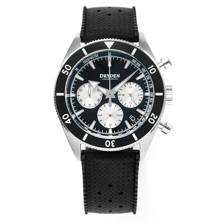 Dryden Chrono Diver Series 1 - Black Silver (Reverse Panda)