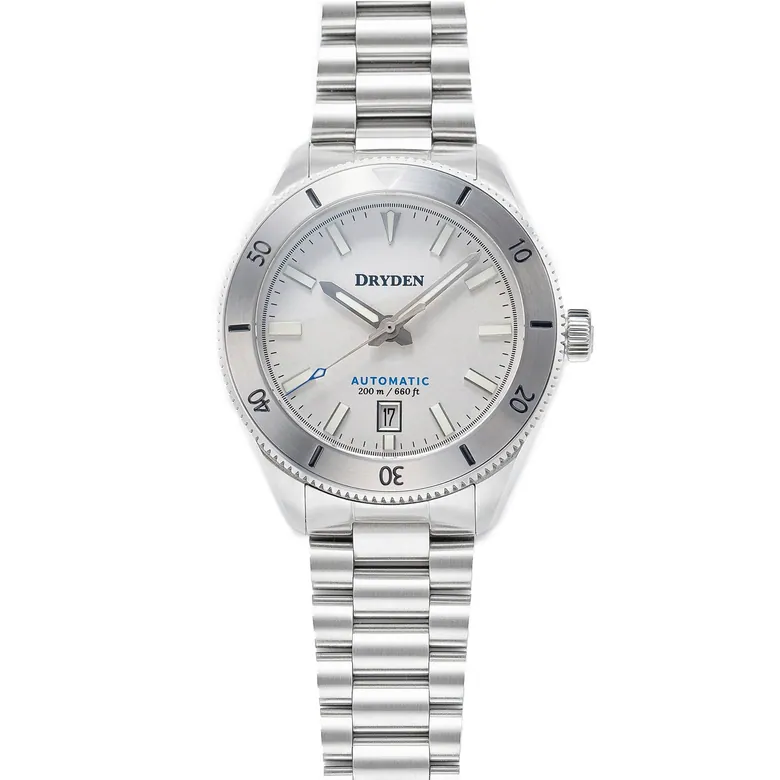 Dryden Pathfinder 41mm 200M Automatic Dive Watch - Arctic Silver