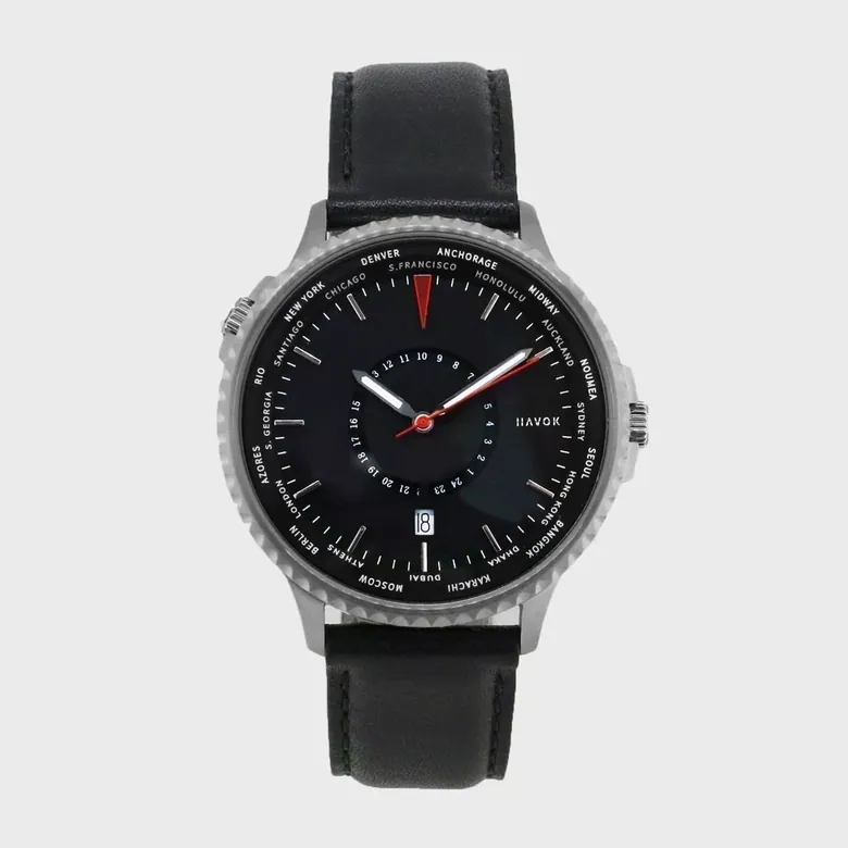 ONYX BLACK WORLD TRAVELLER - 42MM