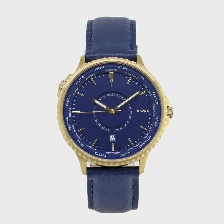 MIDNIGHT NAVY WORLD TRAVELLER - 42MM