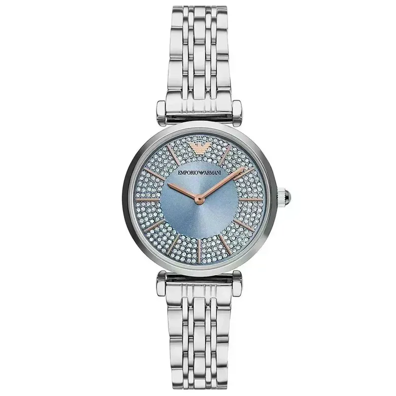 Emporio Armani Gianni T-Bar AR11594 Women's Blue Dial Silver Steel Watch