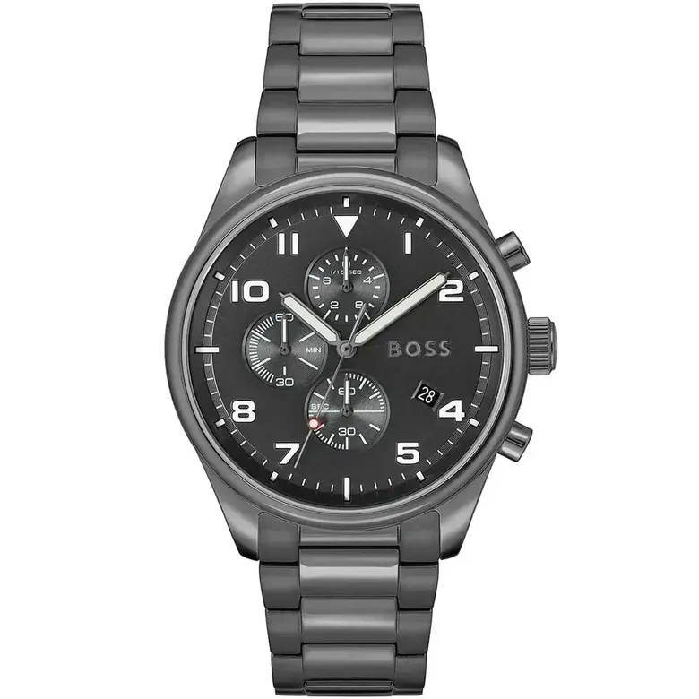 Hugo Boss View Chronograph 1513991 Grey Ionic Plated Steel Men's Watch