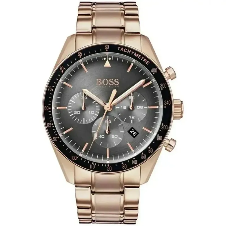 Hugo Boss Trophy Chronograph Grey Dial Rose Gold PVD Men's Watch HB1513632